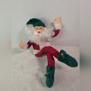 Vintage Christmas Santa Claus Posable Shelf Sitter